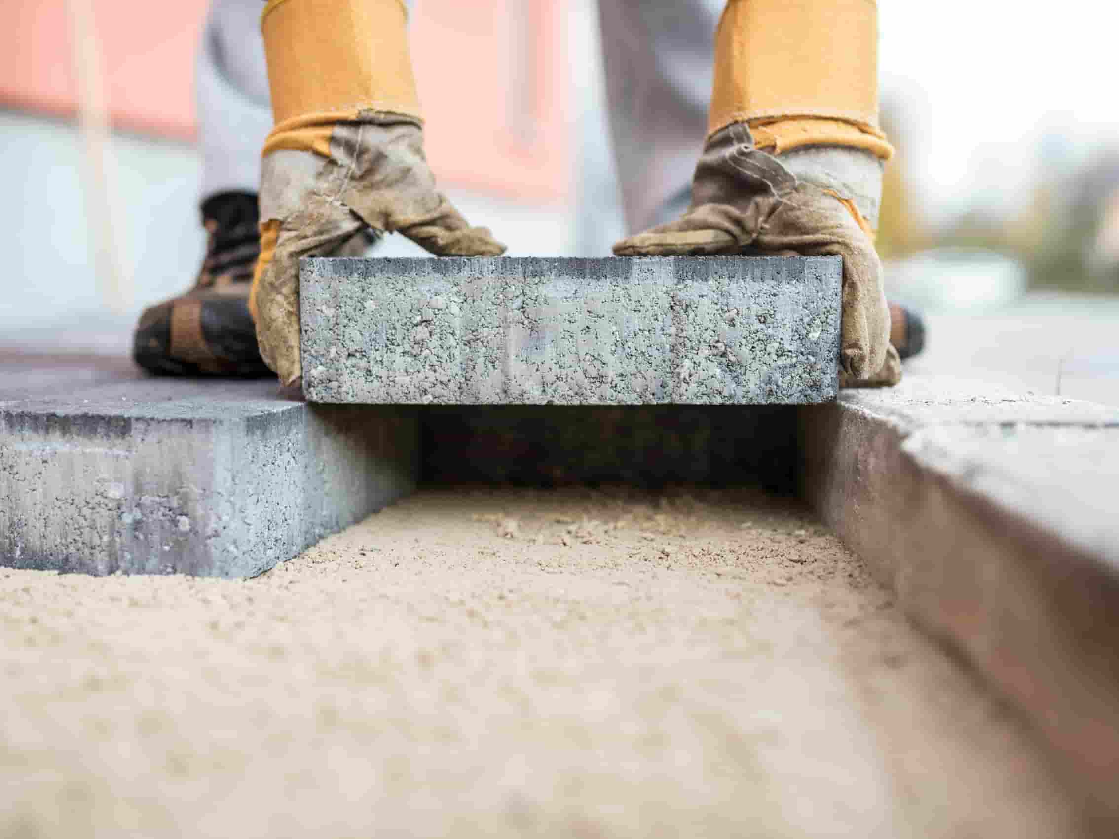 This is a pathway brick being installed